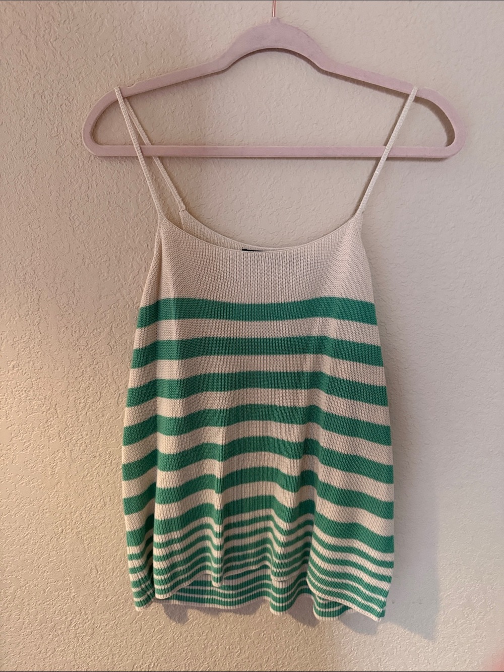 Vero Moda Green and Cream Striped Knit Cami